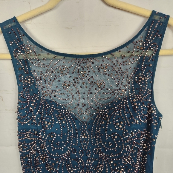 Xscape Beaded Embellished Wedding Mother of The Bride Evening Maxi Gown Green 10 - Picture 3 of 14